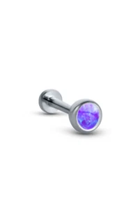 Titanium Labret Style Nose Ring Stud Threadless Push Pin 4mm CZ 16G 18G 20G - Picture 1 of 12