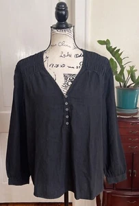 Time and Tru Women's Black 100% Cotton Woven Relaxed Denim Top Size L - Picture 1 of 15