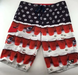 Pantalones cortos para hombre O'Neill rojos con tabla de tazas, talla 30, cuartos azules, bolsillo - Imagen 1 de 9