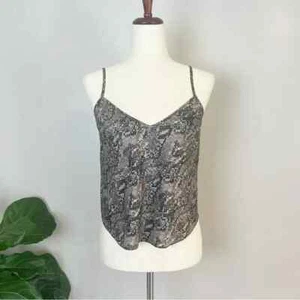 VERONICA BEARD Mujer Talla XS Tostado Negro Estampado Piel de Serpiente Recortado Cuello en V Seda Cami - Imagen 1 de 10