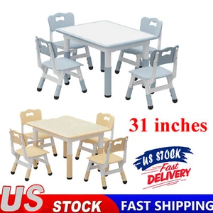 Kids Table and 4 Chair Set Graffiti Desktop Activity Table Height Adjustable 31" - Picture 1 of 19