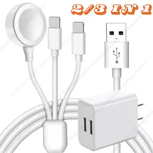 For iPhone Apple Watch iWatch 7/6/5/4/3/2/1/SE USB Magnetic Charger Cable Block - Picture 1 of 17
