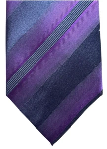 BALMAIN Paris Purple & Navy Striped Tie 100% Silk Tie Men's NEW - Picture 1 of 6
