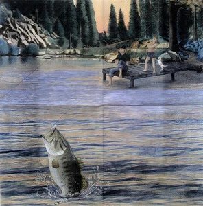 Gone Fishin' Fishing Party Beverage Napkins, Fish Theme - Picture 1 of 2
