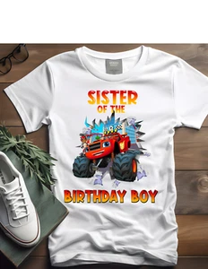 Handmade Blaze Birthday T Shirt Family Matching Shirt Party Favors Birthday Boy - Picture 1 of 9