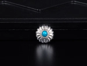 10 STCK. 16 MM FLORAL TÜRKIS SILBER SCHRAUBVERSCHLUSS CONCHOS FÜR LEDERHANDWERK GÜRTEL GELDBÖRSE - Bild 1 von 12