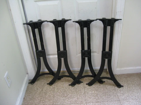Antique 2 Sets Heywood Eclipse Adjustable Cast Iron Steel Table Legs 18" to 26" Cover