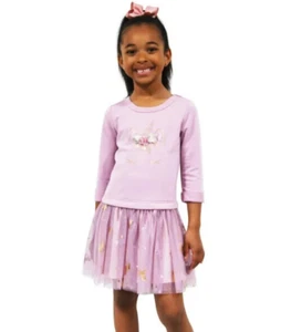 Zunie Girls' Long Sleeve Dropwaist Tutu Dress, Purple, Sz 5 - Picture 1 of 3
