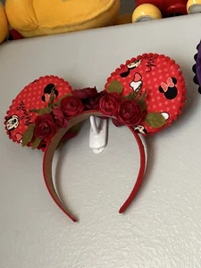 Minnie Mickey Mouse Ears headband Disney Red Polka Dot HANDMADE - Picture 1 of 1