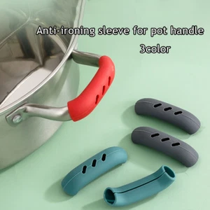 2Pcs Silicone Pan Handle Cover Heat Insulation Pot Ear Grip Kitchen Accessories - Picture 1 of 14