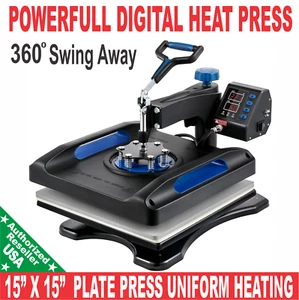 15"x15" T-Shirt Heat Press Machine Digital Transfer 360 swing away Anti-Scald - Picture 1 of 5