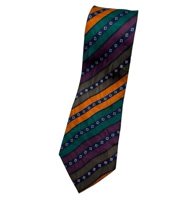 Corbata de seda Missoni ITALIA verde borgoña naranja a rayas con:3,7" usada en excelente estado Foto 1 de 4
