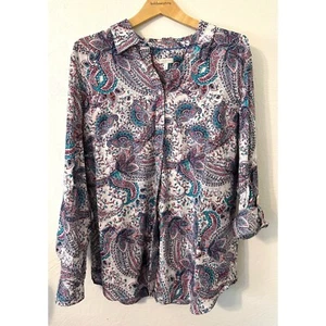 Blusa Talbot's Botón Frontal Talla X-Grande 100% Algodón Tono Joya Paisley - Imagen 1 de 6