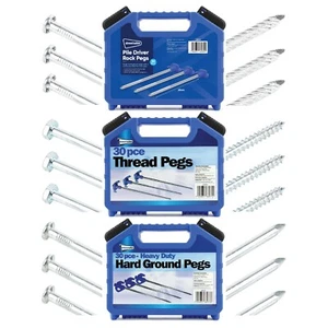 Leisurewize Peg Set 30 Piece Tents Awning Pile Driver Thread Hard Ground Camping - Picture 1 of 22