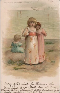 Maud Goodman Series 3 Girls On Seashore Beach Tucks 835 c1905 postcard NQ14 - Picture 1 of 2