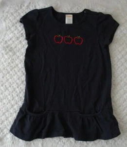 Gymboree 7 Girls Apple Shirt GUC Back to School navy flaw - Picture 1 of 2