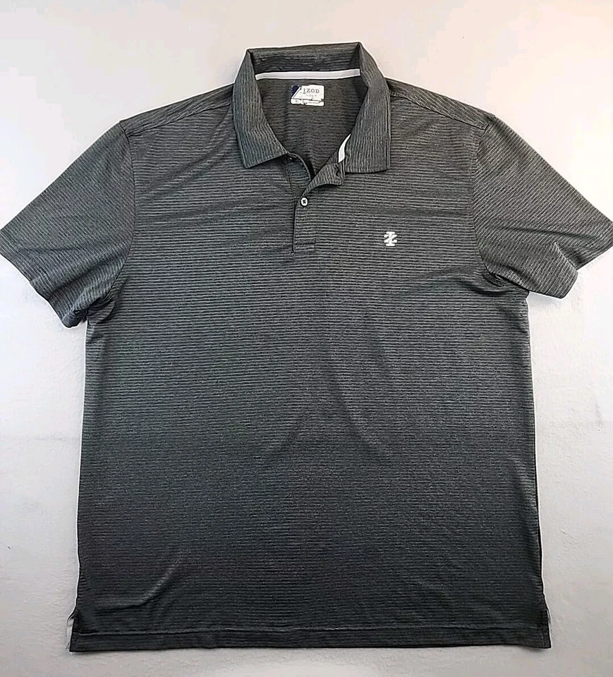 Camisa Polo Izod Golf Rayas Carbón Para Hombres XL Ligera Mezcla de Poliéster Foto 1 de 4