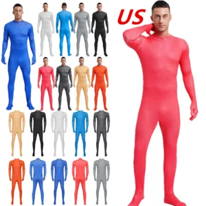 Mens Costume Full Body Jumpsuit Without Hood Stretch Zentai Unitard Bodysuit - Picture 1 of 98
