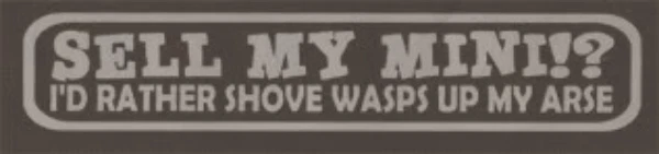 Vendere My Mini ?! I'D Piuttosto Shove Wasps Superiore Adesivo per Austin Un BMW - Immagine 1 di 1