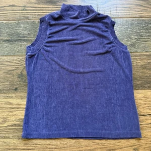Top vintage Chico’s Design senza maniche finto collo viola taglia 1 made in USA anni 90 - Foto 1 di 5