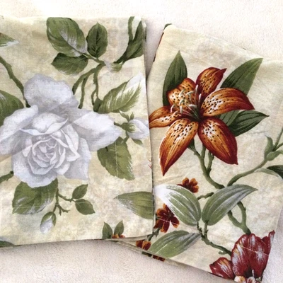 2 件热带花卉枕头 Shams 老虎百合玫瑰海滩农舍 21 英寸 X 25 小屋 — 第 1/4 张图片