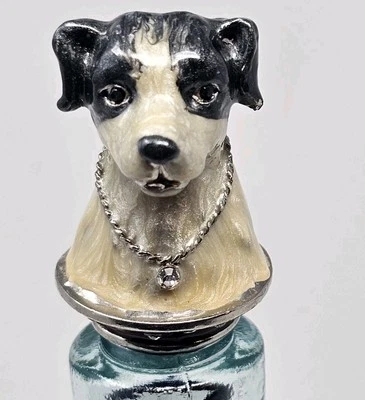 Tapón de botella de vino con cabeza de perro con joyas esmaltado BOMBAY Foto 1 de 4