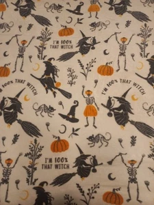 Celebrate Halloween Fleece Throw Blanket "100% That Witch" 48×60" Skeletons Cats - Picture 1 of 10