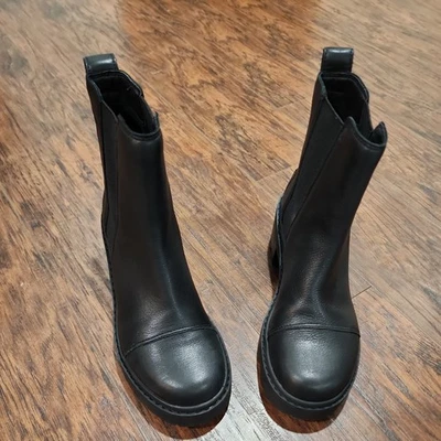Botas Sorel Joan Now para mujer talla 9 EE. UU. cuero negro suela Chelsea tacón bloque Foto 1 de 4