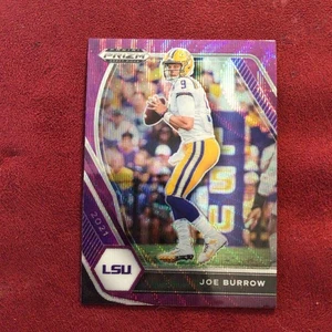 Panini Prizm Draft Picks Joe Burrow #3 Purple Wave Prizm LSU 2021 - Imagen 1 de 2