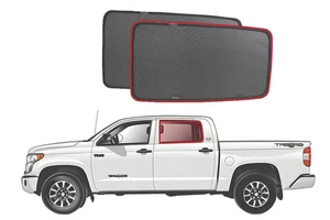 TOYOTA TUNDRA CREWMAX 2ND GENERATION CAR REAR WINDOW SHADES (XK50; 2007-2021) - Picture 1 of 6