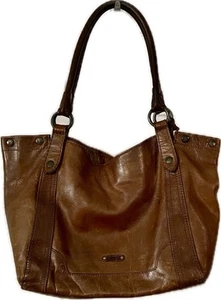 READ: FRYE MELISSA Brown Leather Tote Carryall Shoulder Bag Shopper - Picture 1 of 19