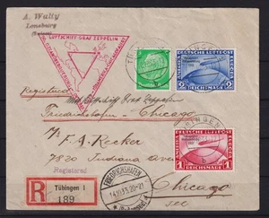 AO674) Deutsches Reich Nr. 496 + 497 Chicagofahrt + ZuF auf Zeppelin Brief 1933 - Bild 1 von 2