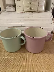 Riess CLASSIC - Bunt/Pastell - Topf mit Bördel/Trinkbecher blau Rosa Emaille - Bild 1 von 4