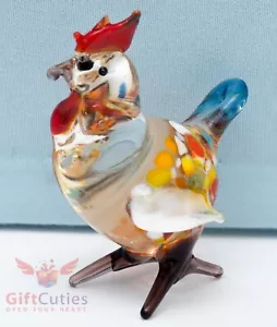 Hand-Blown Glass Chicken bird Figurine Unique Handmade sculpture - Picture 1 of 8