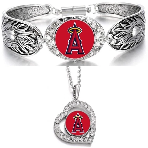 Los Angeles LA Angels 925 Sterling Silver Necklace With Bracelet Set D3D19 Cover