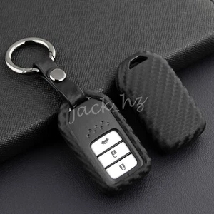 Estuche con llavero de fibra de carbono para automóvil Honda Civic Accord CRV HRV Odyssey Pilot - Imagen 1 de 8