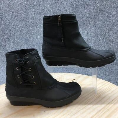 Sperry Saltwater Rain Duck Boots Womens 7.5 M Quarter Black Leather STS80769 - Image 1 of 4