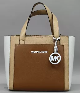 Michael Kors Gemma Small Pocket Tri-Color Acorn Butternut Gold Leather Handbag - Picture 1 of 4