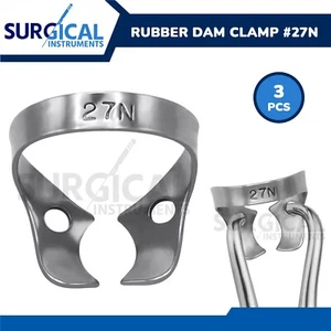 3 Pcs Endodontic Rubber Dam Clamps #27N Stainless Surgical Dental German Grade - Picture 1 of 7