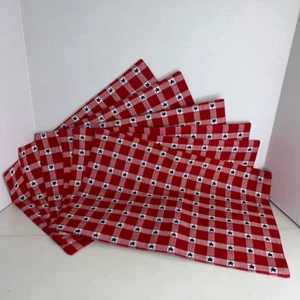 Americana Embroidered 6 Placemats Plaid Red White Blue Stars Stripes Independenc - Picture 1 of 6