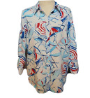 Chaps Umbrella Shirt Woman's XL VTG Nautical Beach Classic Button Up Cotton