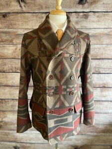 RRL Ralph Lauren Shawl Southwest Blanket Wool Pea Coat Jacket Size M - Picture 1 of 9