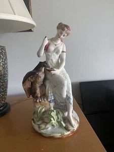 Antique 13.5" French Bisque Porcelain Figurine Letu & Mauger Statue Hebe Jupiter - Picture 1 of 15