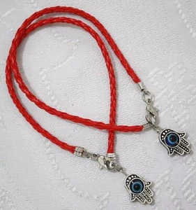 Abgeteilte Menge 2 HAMSA HÄNDE gegen den BÖSEN BLICK ROT Kordel-Armband - Bild 1 von 6