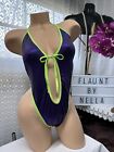 Exotic Dancer Stripper adjustable AB Romper purple and neon green ~ Dancewear