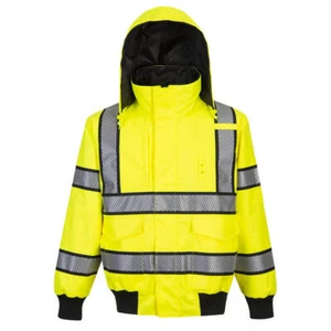 Portwest UH449 Hi-Vis Reversible Hooded Reflective Bomber Jacket - Picture 1 of 1