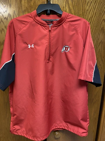 Under Armour 1/4 Zip Men Large  Short Sleeve Jacket NCAA Utah Utes Loose Fit Cover