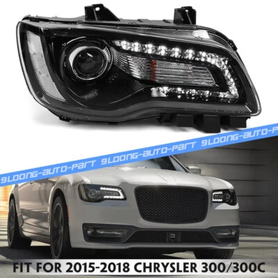 Passenger For 2015-2023 Chrysler 300 Black Halogen LED DRL Headlight Headamp RH Foto 1 de 4