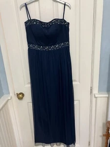Debut Navy Blue Maxi Dress Ballgown Bridesmaid Prom Party Size 10 - Imagen 1 de 7