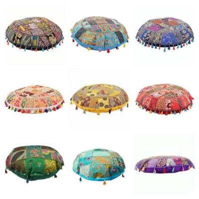 32" Cover Floor Large Patchwork Pouf Cushion Pillow Cover Bohemian Pillow Case - Image 1 of 4